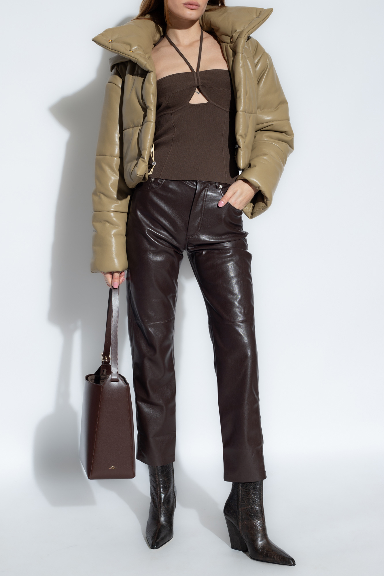 Brown 'Vinni' trousers from vegan leather Nanushka - Vitkac GB